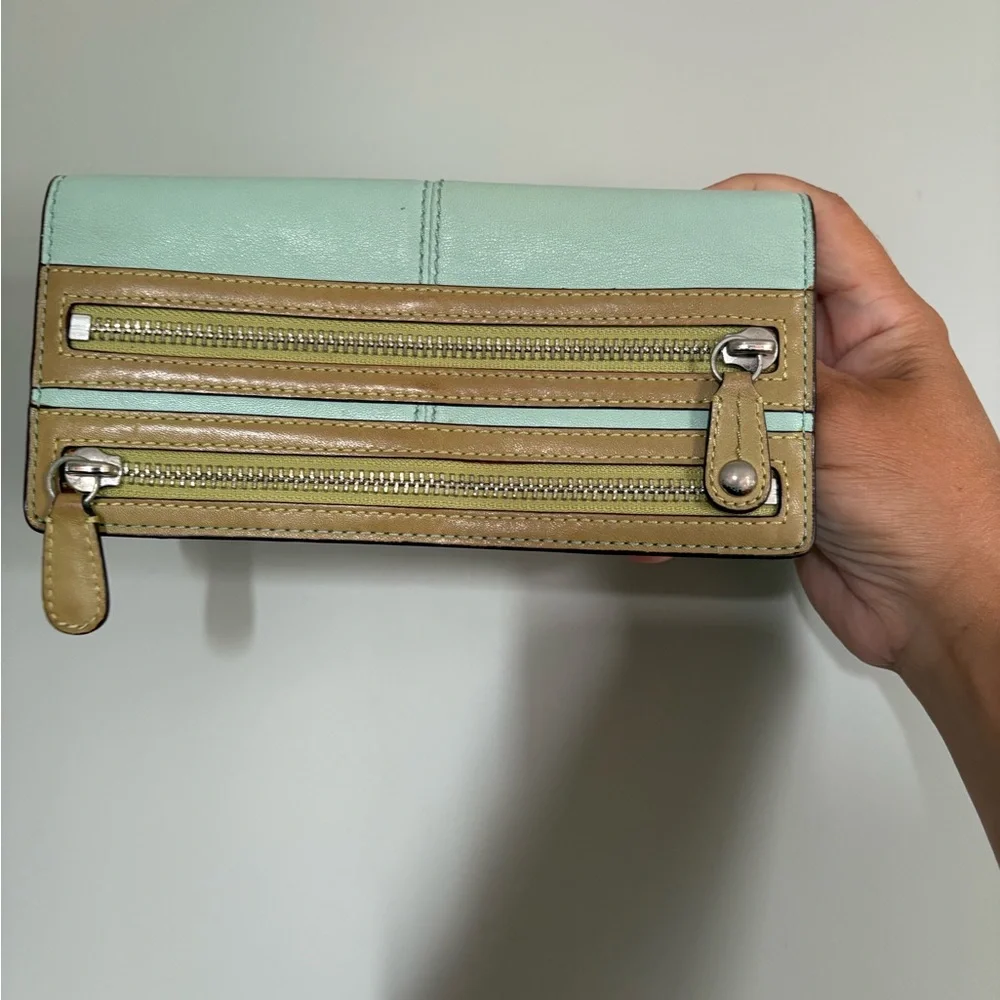 Coach Light Blue Seafoam Leather Women's Wallet - Picture 1 of 8